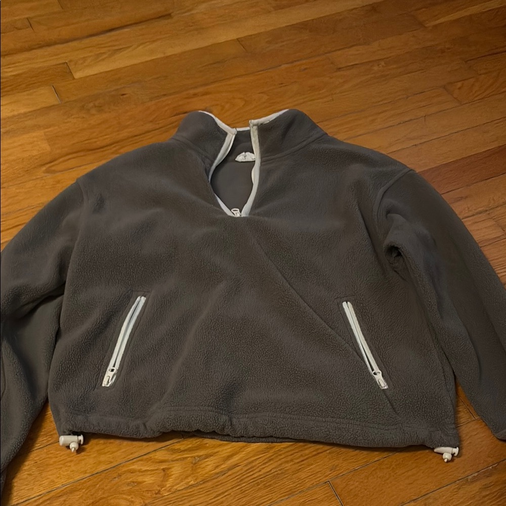 Gray Quarter-Zip Fleece Pullover